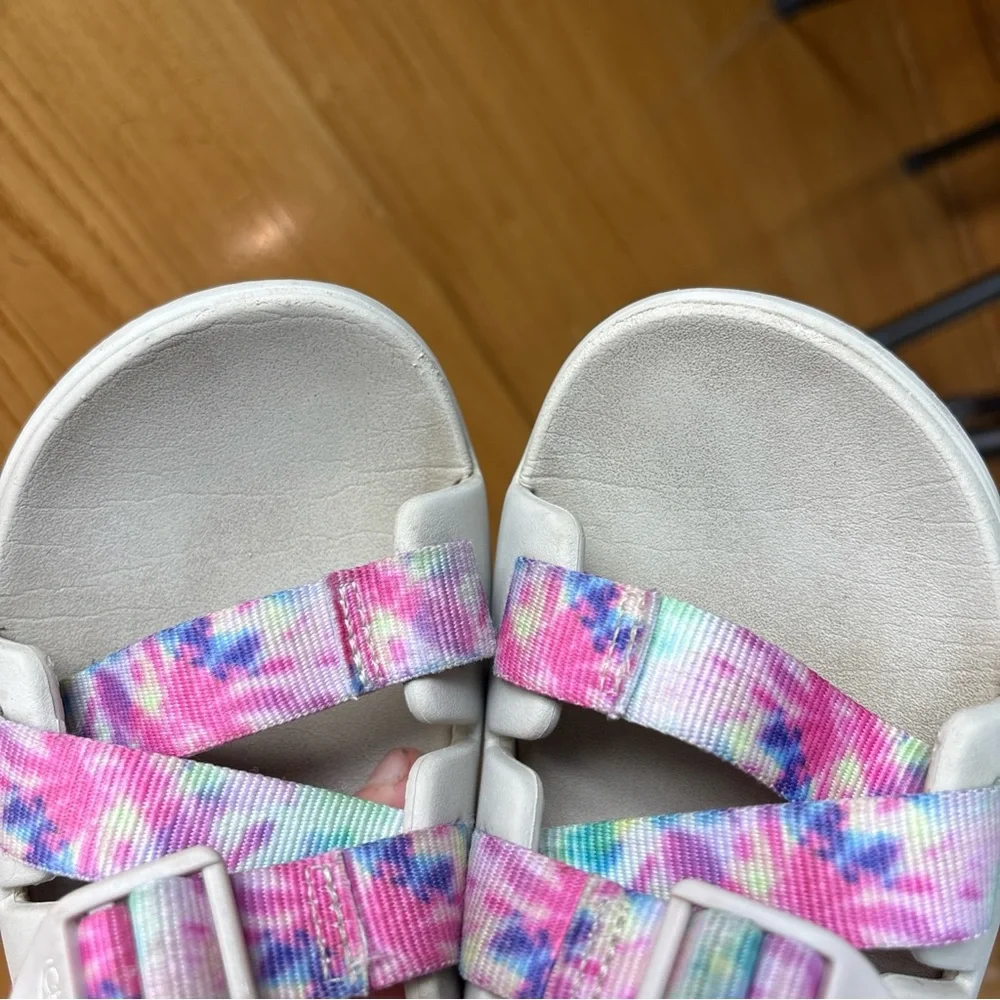 Chaco Chillos Slide Sandals Light Tie Dye Beige Off-white Youth Kid Girls Size 3